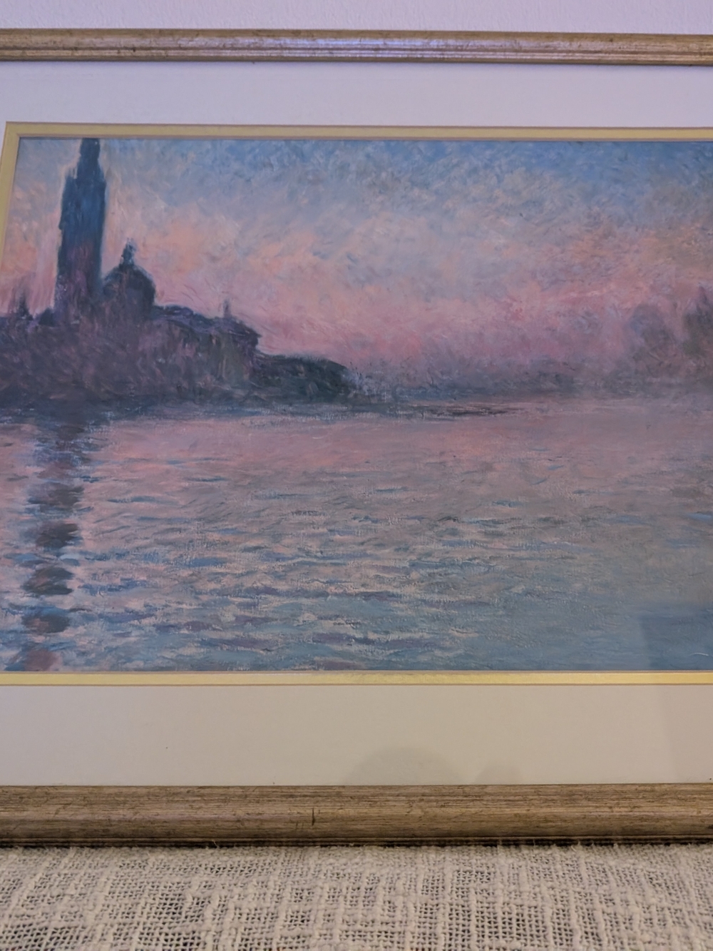 Vintage Claude Monet San Giorgio Maggiore at Dusk” Painting with Golden Frame